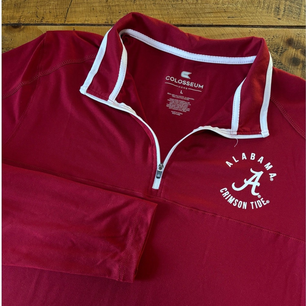 NWT Colosseum Alabama Crimson Tide Mens 1/4 Zip Pullover Sports Shirt Red Large